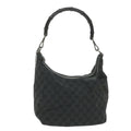 GUCCI GG Canvas Bamboo Shoulder Bag Black ac2332