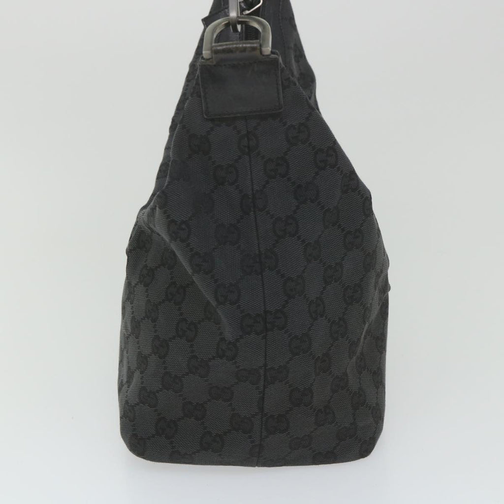 GUCCI GG Canvas Bamboo Shoulder Bag Black ac2332