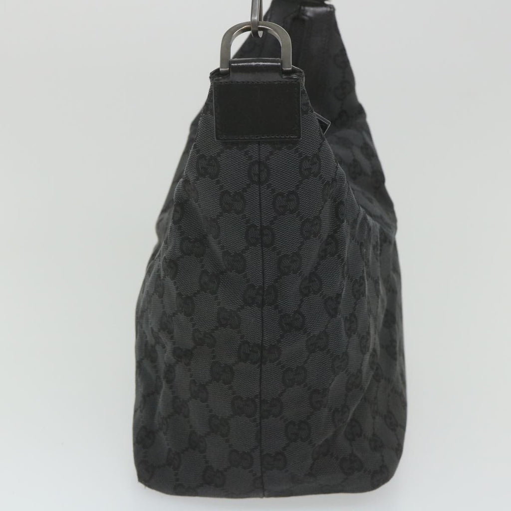 GUCCI GG Canvas Bamboo Shoulder Bag Black ac2332