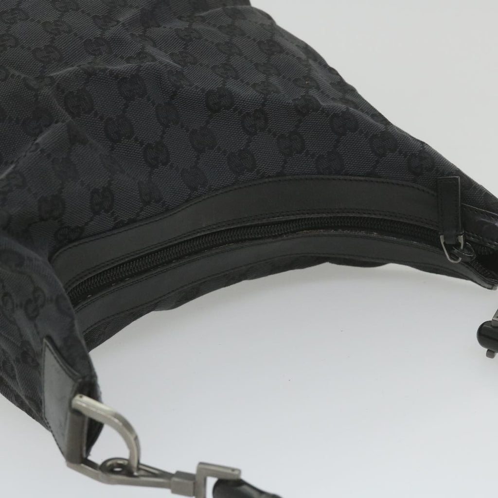 GUCCI GG Canvas Bamboo Shoulder Bag Black ac2332
