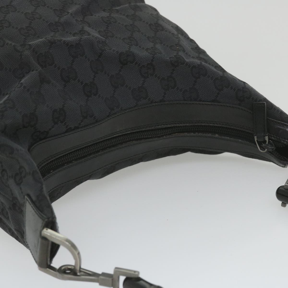 GUCCI GG Canvas Bamboo Shoulder Bag Black ac2332