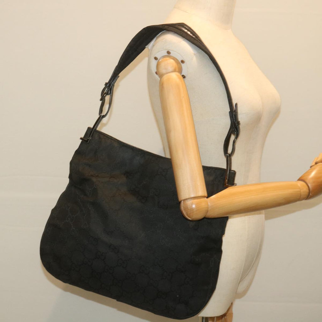 GUCCI GG Canvas Shoulder Bag Nylon Black ac2333