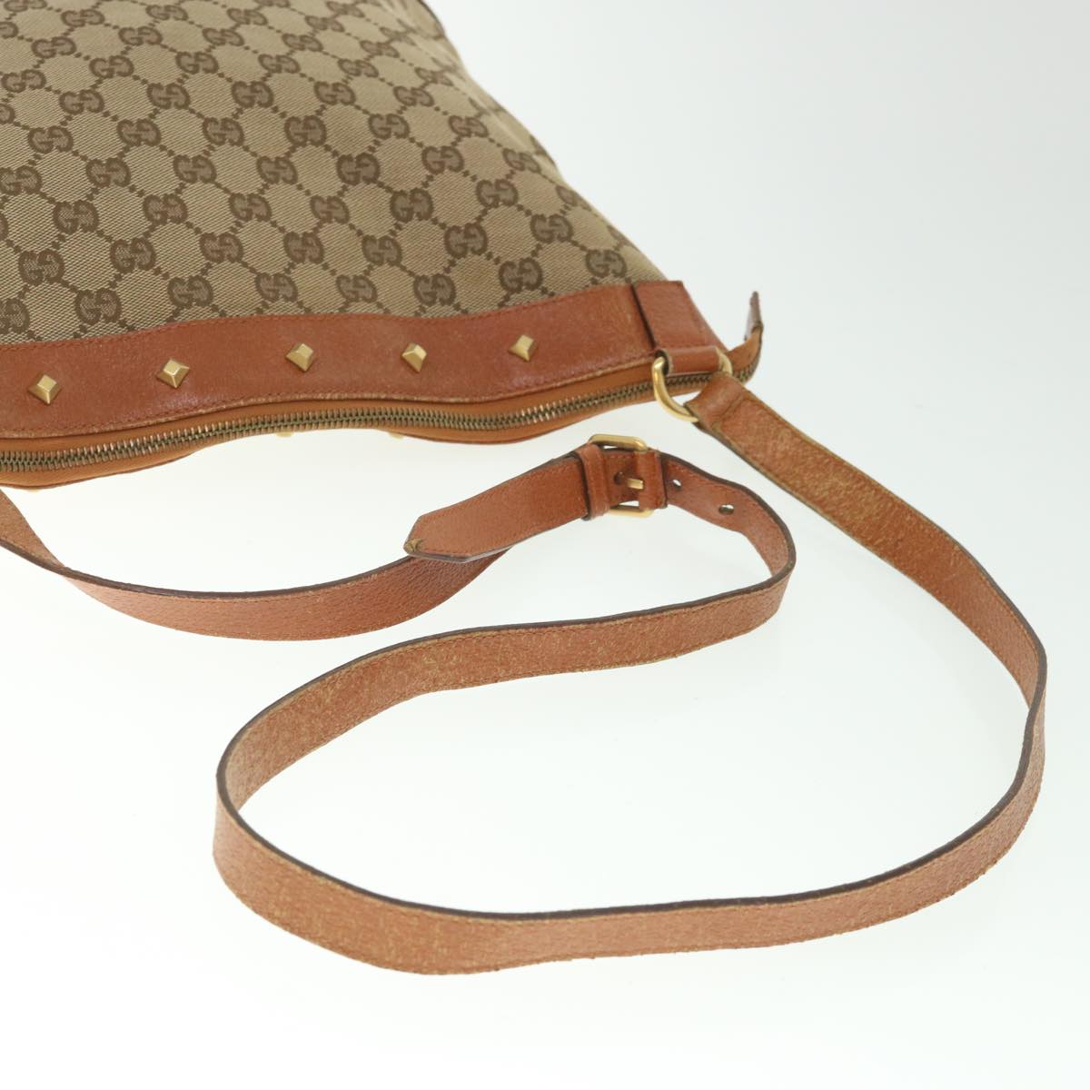 GUCCI GG Canvas Shoulder Bag Beige 120894 ac2335