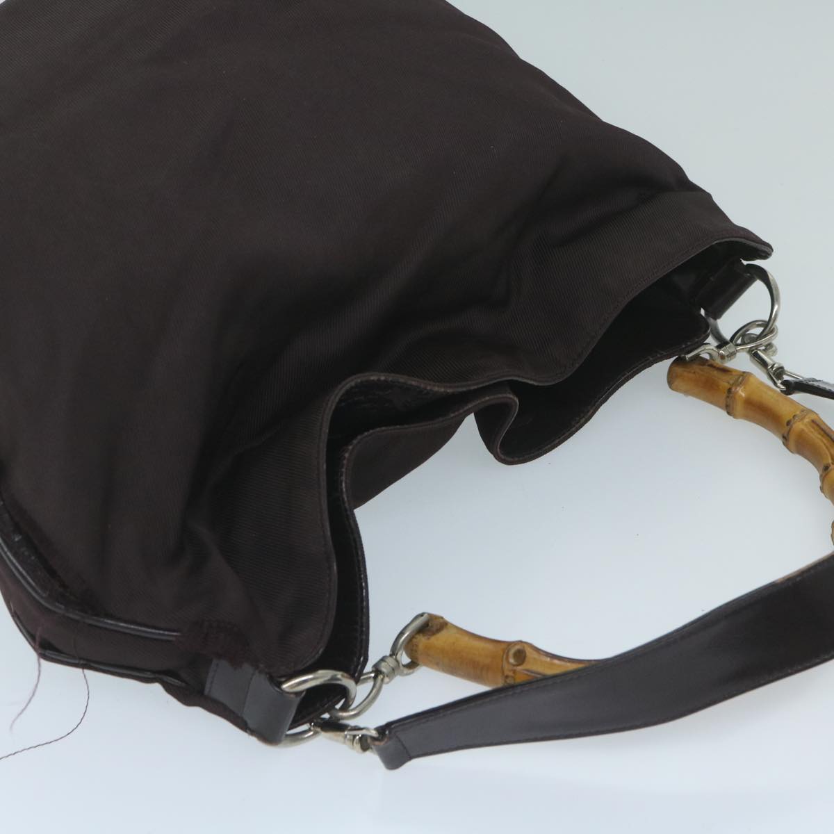 GUCCI Bamboo Shoulder Bag Nylon 2Set Black Brown ac2337