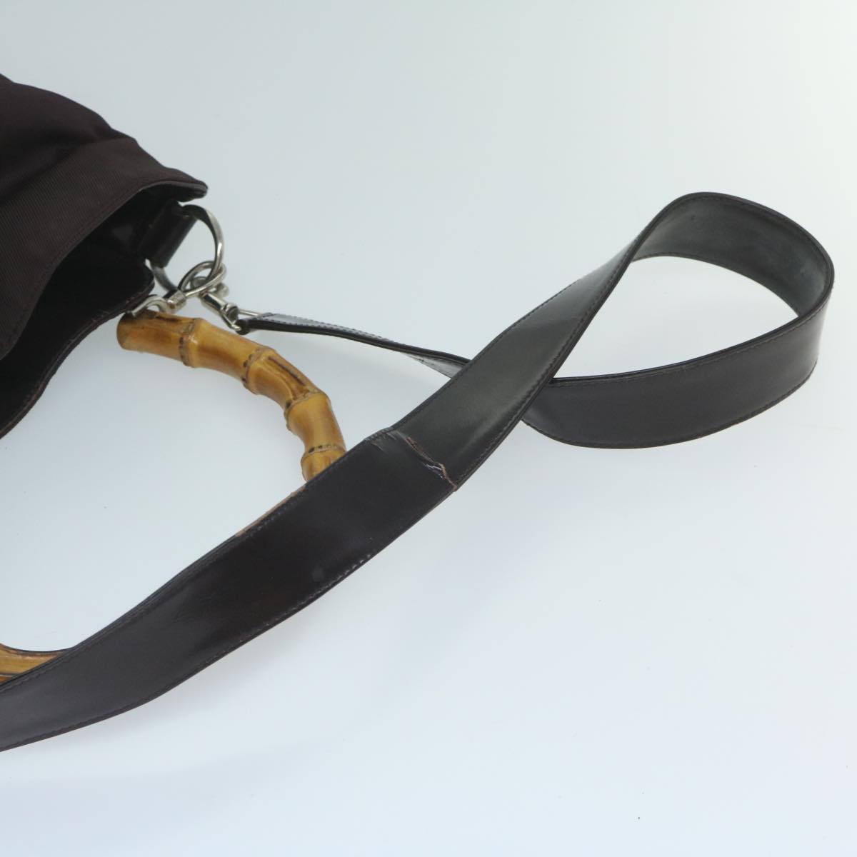 GUCCI Bamboo Shoulder Bag Nylon 2Set Black Brown ac2337