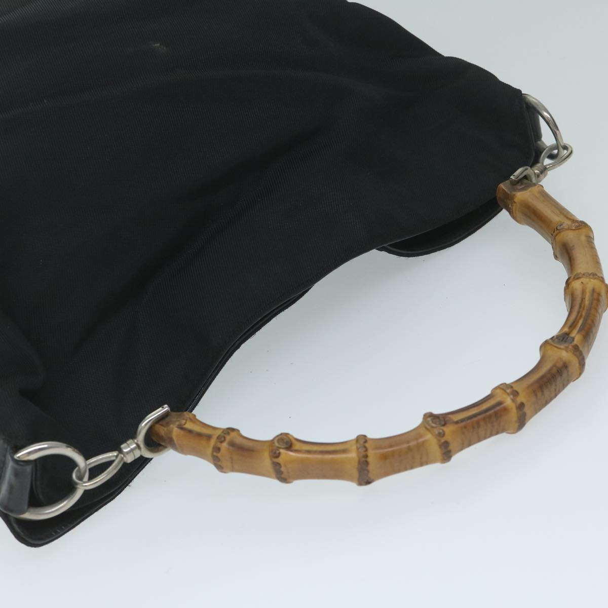 GUCCI Bamboo Shoulder Bag Nylon 2Set Black Brown ac2337