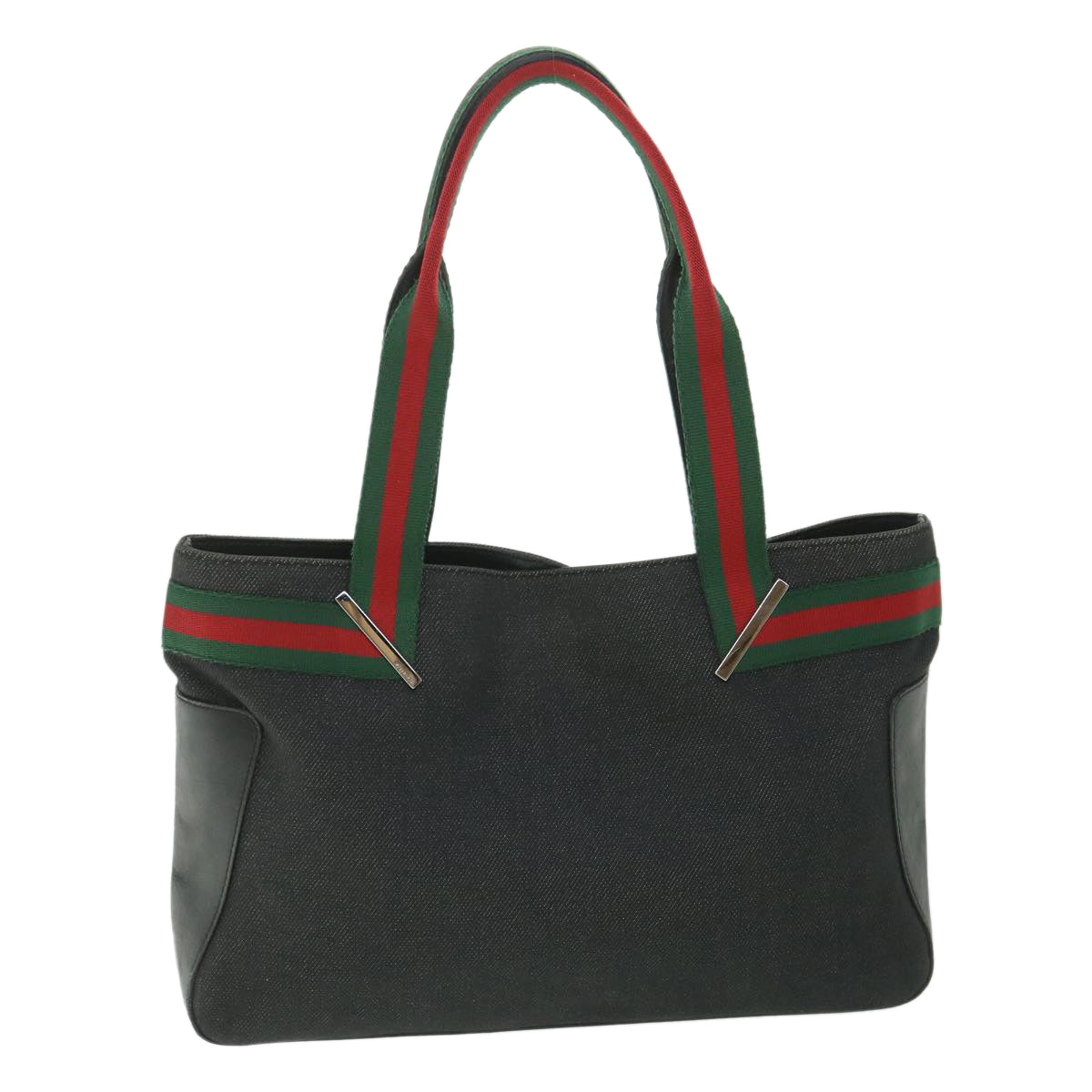 GUCCI Web Sherry Line Tote Bag Canvas Black Red Green 73983 ac2351
