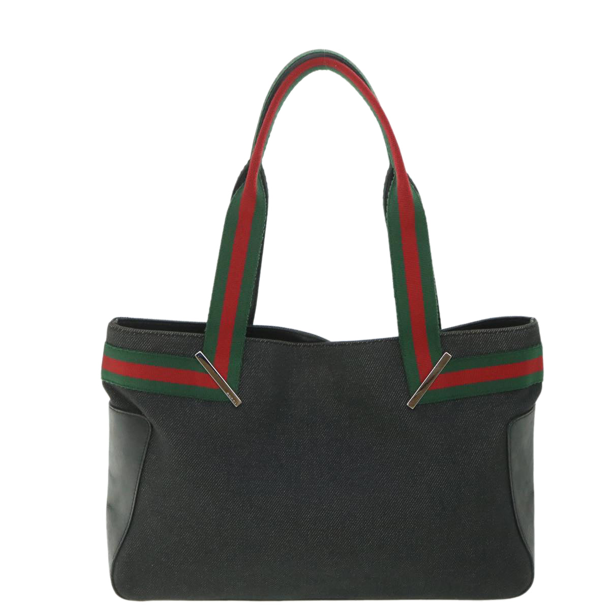 GUCCI Web Sherry Line Tote Bag Canvas Black Red Green 73983 ac2351