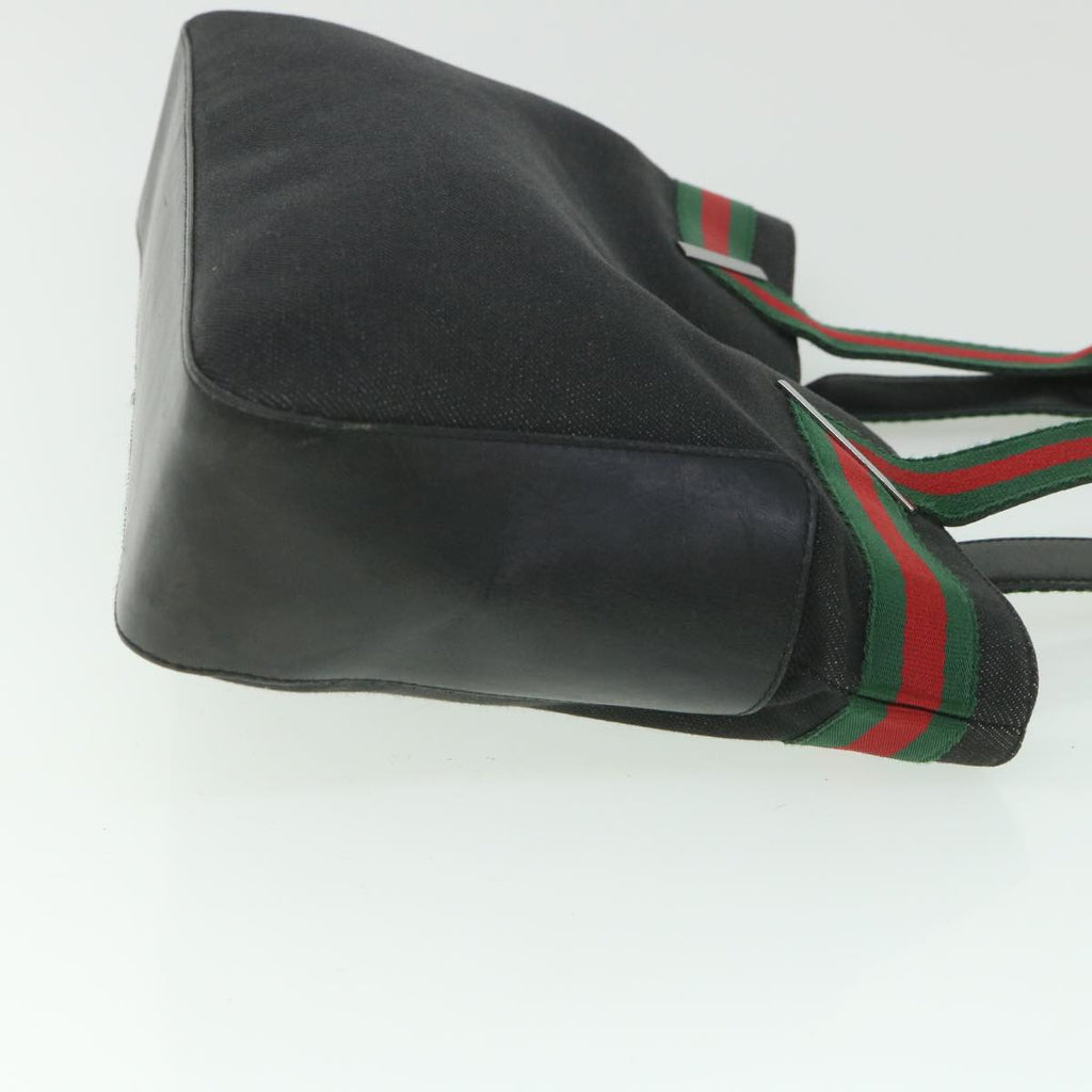 GUCCI Web Sherry Line Tote Bag Canvas Black Red Green 73983 ac2351