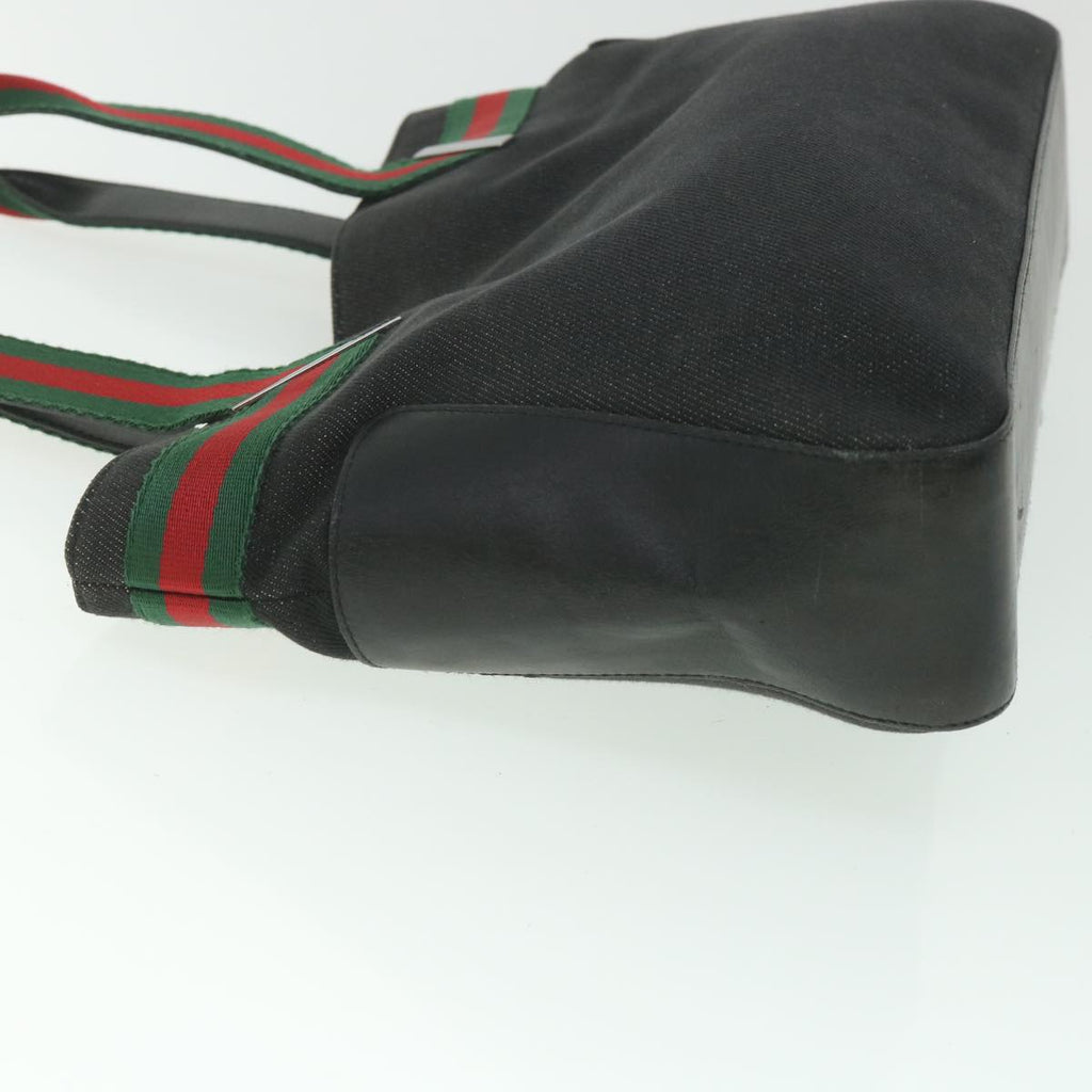 GUCCI Web Sherry Line Tote Bag Canvas Black Red Green 73983 ac2351