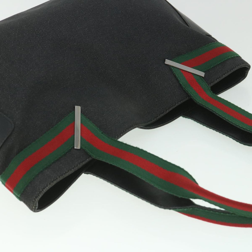 GUCCI Web Sherry Line Tote Bag Canvas Black Red Green 73983 ac2351