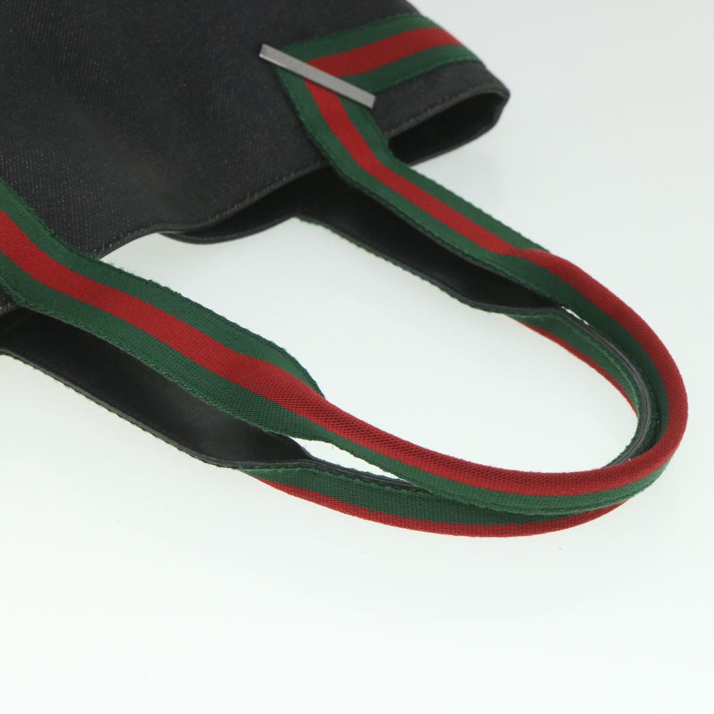 GUCCI Web Sherry Line Tote Bag Canvas Black Red Green 73983 ac2351