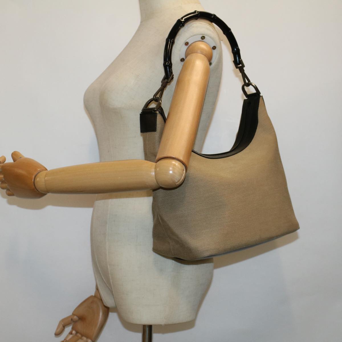 GUCCI Bamboo Shoulder Bag Canvas Beige 000 0531 ac2352