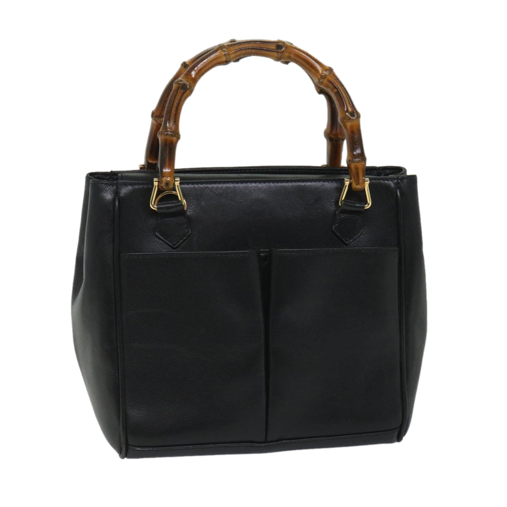 GUCCI Bamboo Hand Bag Leather Black 000 122 0316 ac2362