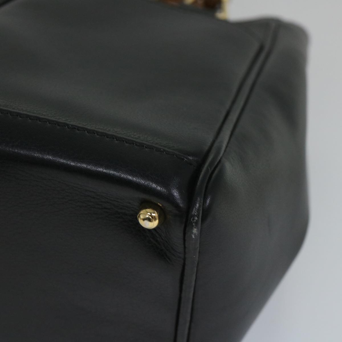 GUCCI Bamboo Hand Bag Leather Black 000 122 0316 ac2362