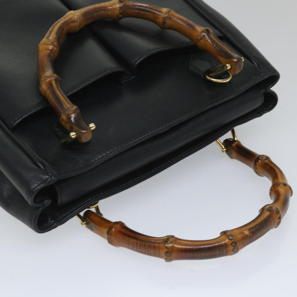 GUCCI Bamboo Hand Bag Leather Black 000 122 0316 ac2362