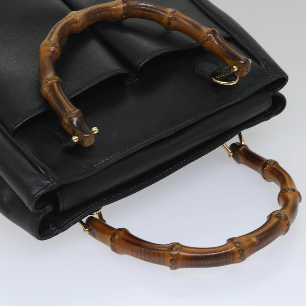 GUCCI Bamboo Hand Bag Leather Black 000 122 0316 ac2362