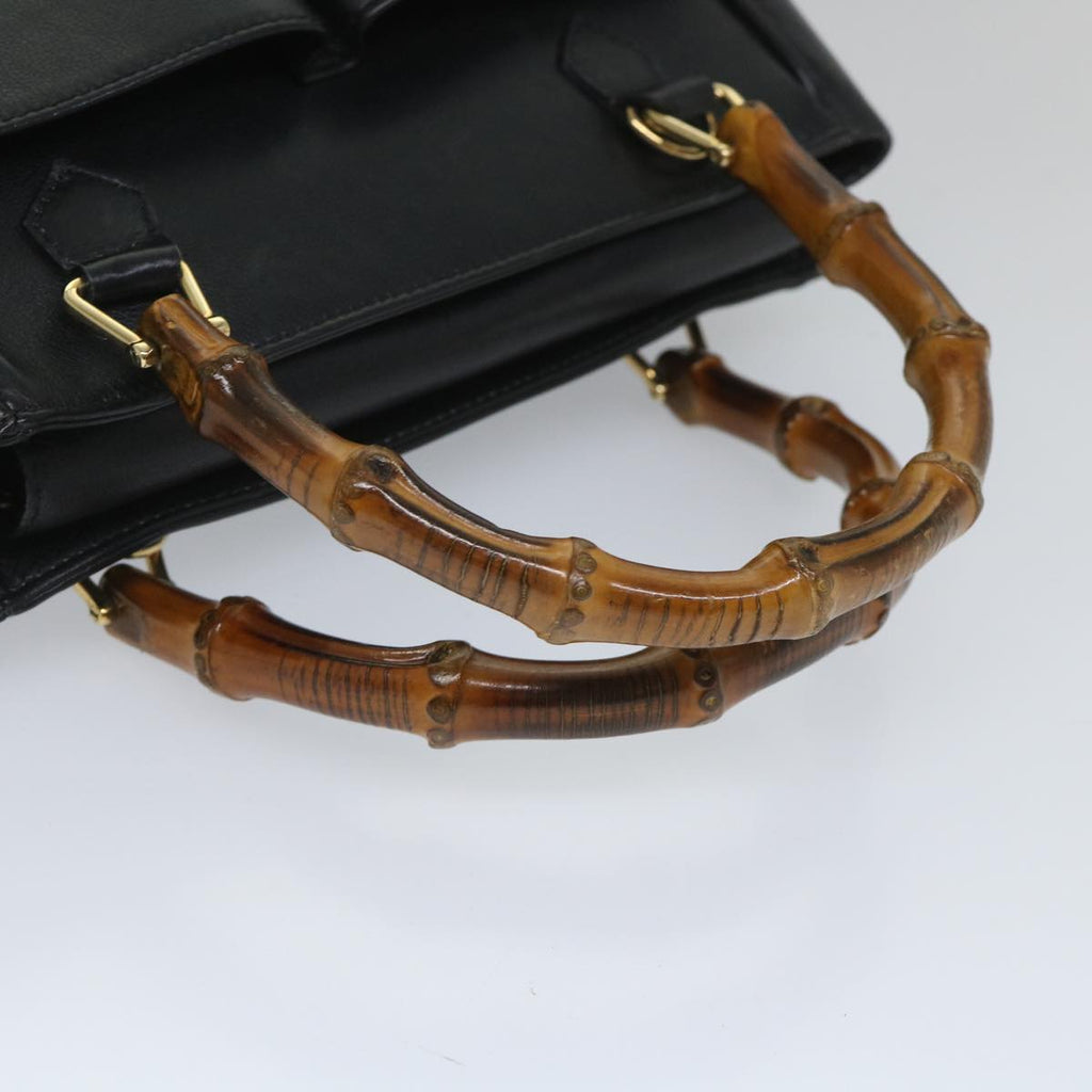 GUCCI Bamboo Hand Bag Leather Black 000 122 0316 ac2362