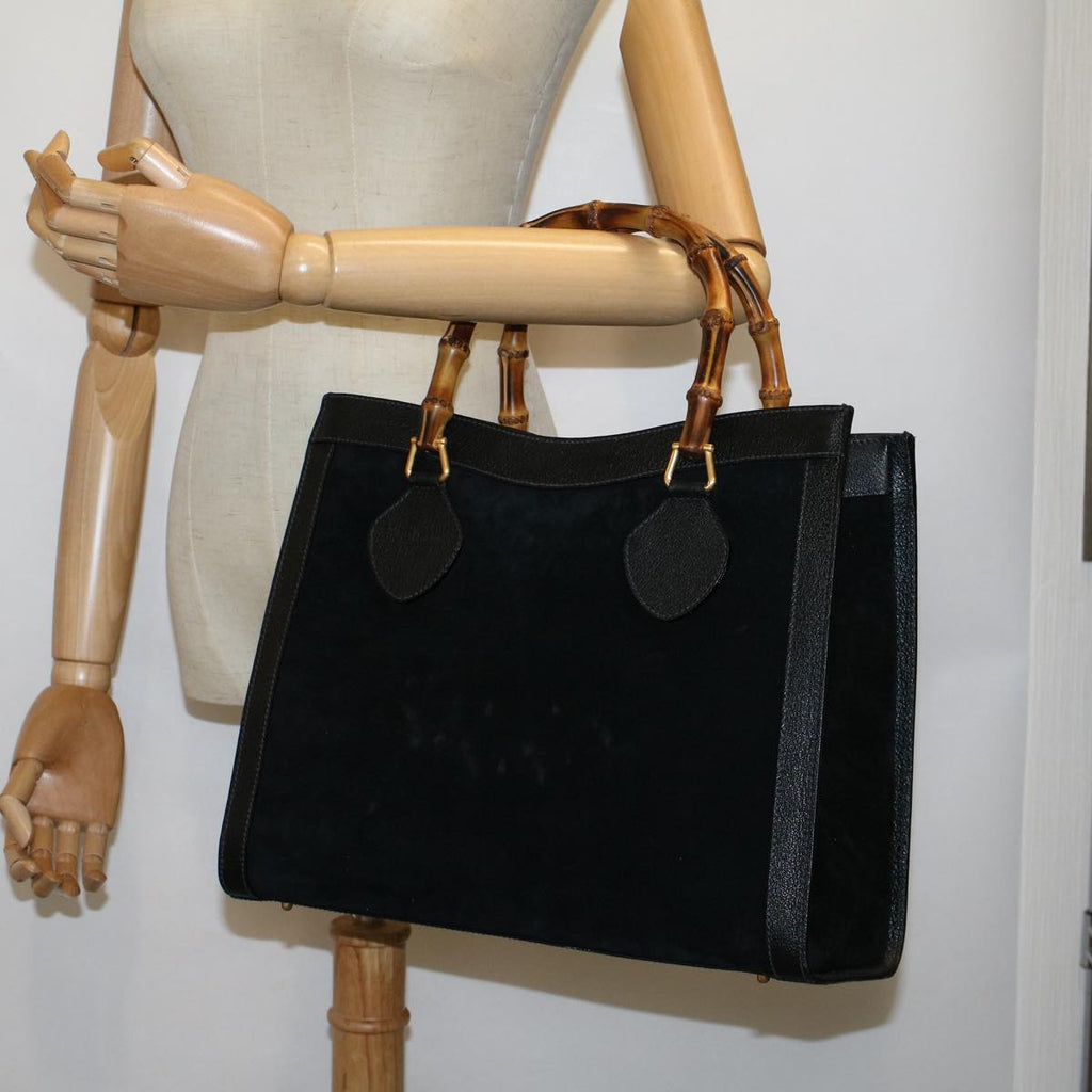 GUCCI Bamboo Hand Bag Suede Black 002 1098 0260 ac2366
