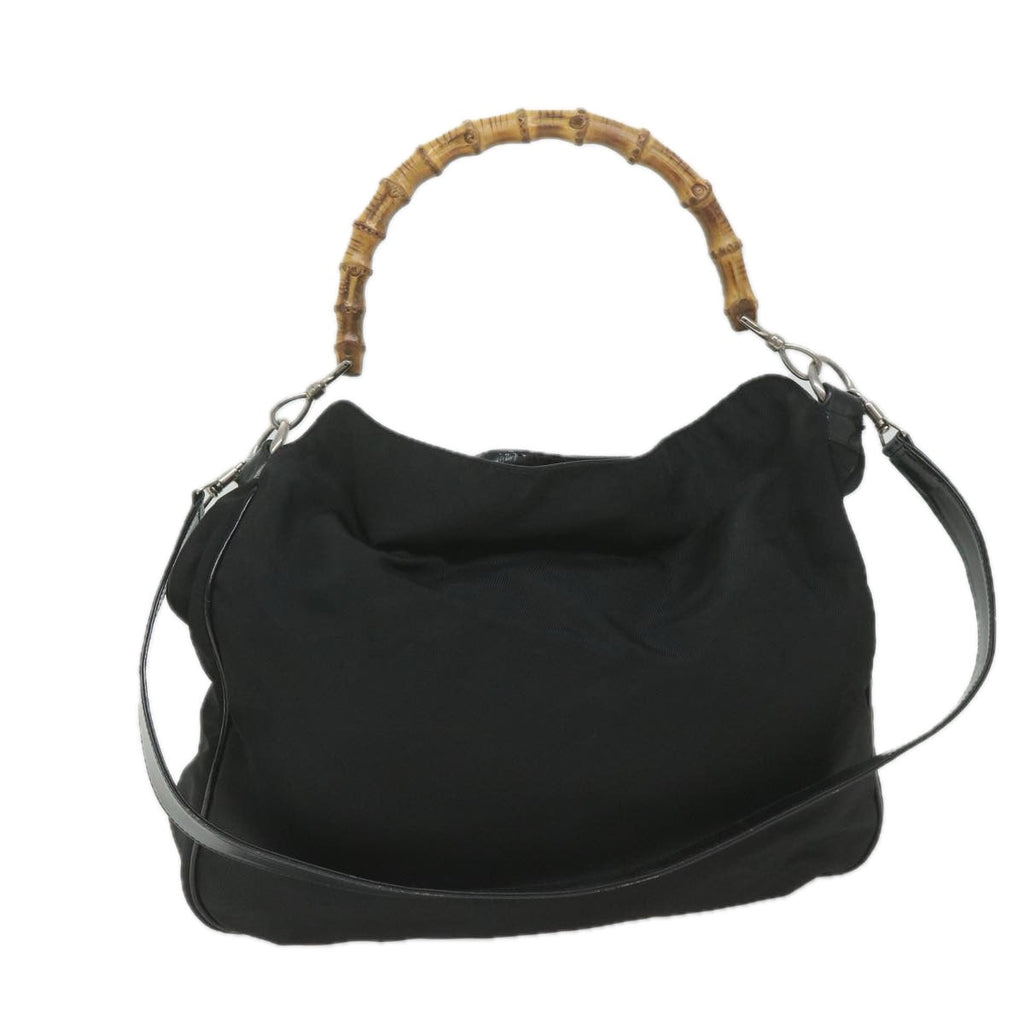 GUCCI Bamboo Shoulder Bag Nylon 2way Black ac2467