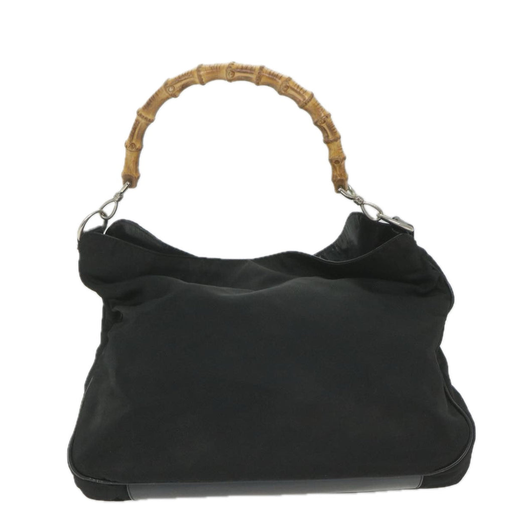 GUCCI Bamboo Shoulder Bag Nylon 2way Black ac2467