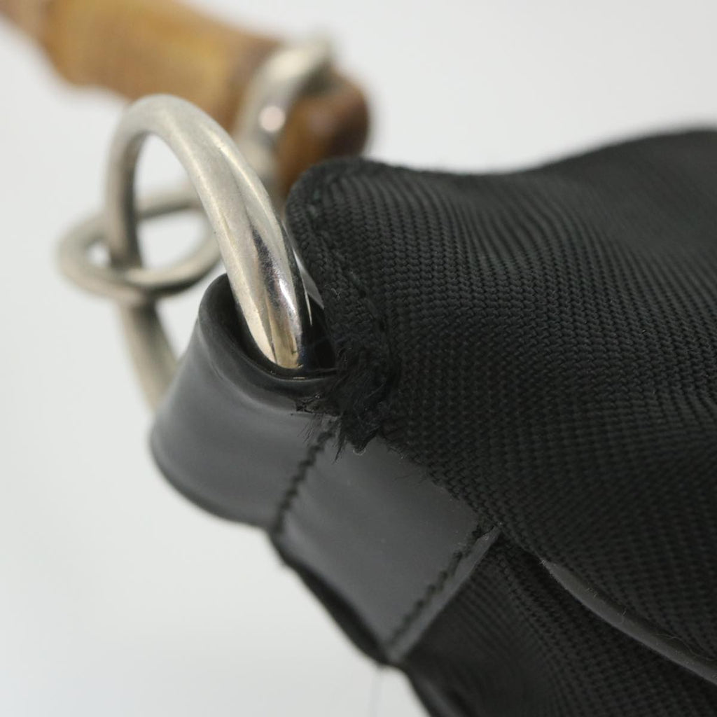 GUCCI Bamboo Shoulder Bag Nylon 2way Black ac2467