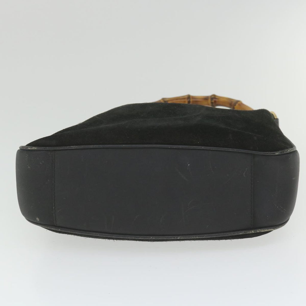 GUCCI Bamboo Shoulder Bag Suede Black ac2471