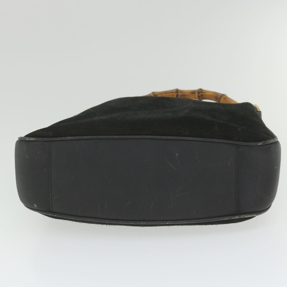 GUCCI Bamboo Shoulder Bag Suede Black ac2471