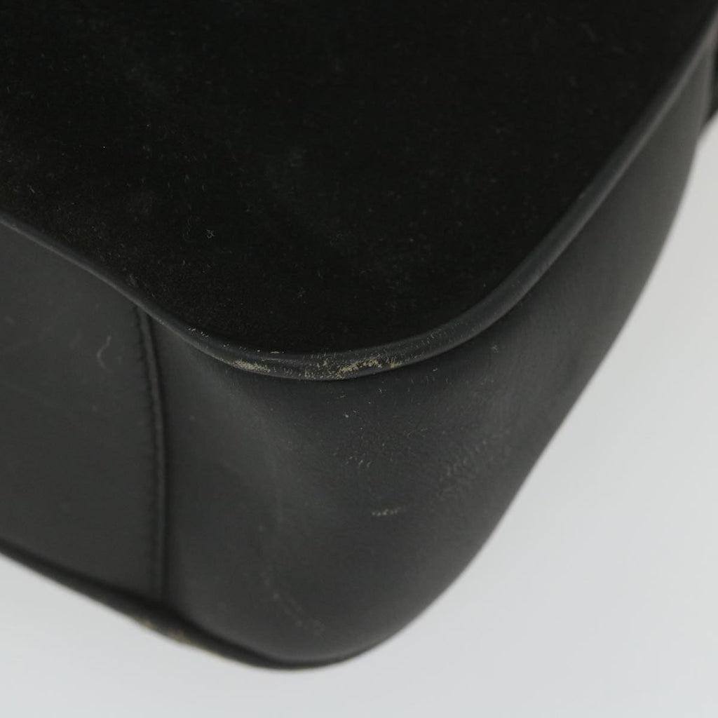GUCCI Bamboo Shoulder Bag Suede Black ac2471