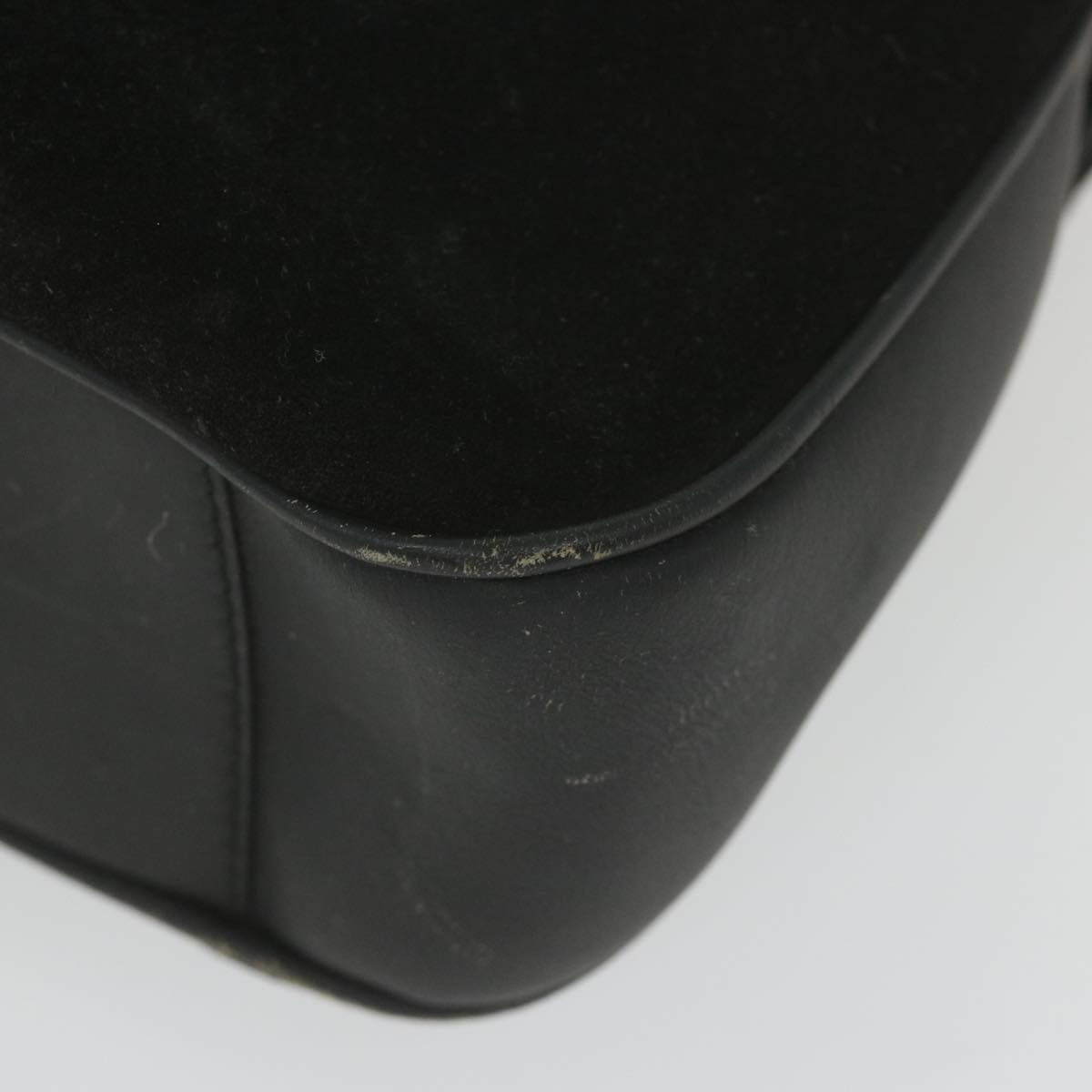 GUCCI Bamboo Shoulder Bag Suede Black ac2471