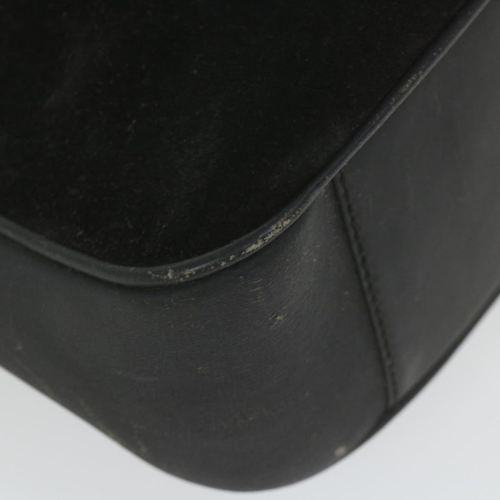GUCCI Bamboo Shoulder Bag Suede Black ac2471