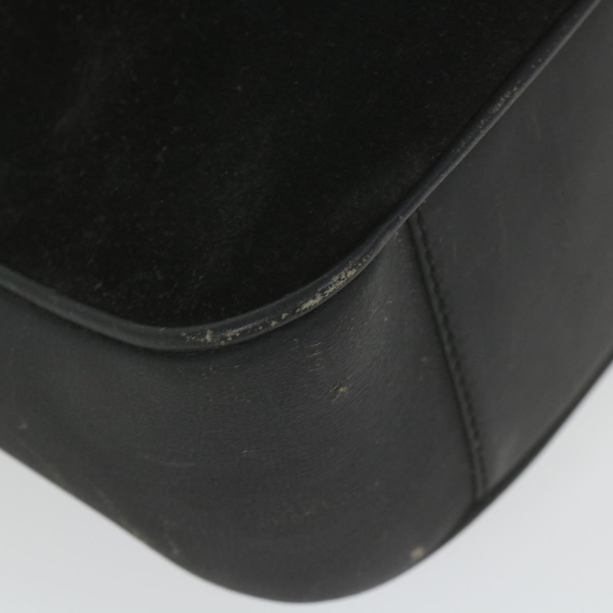 GUCCI Bamboo Shoulder Bag Suede Black ac2471