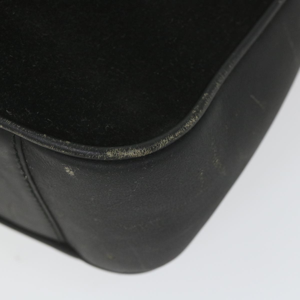 GUCCI Bamboo Shoulder Bag Suede Black ac2471