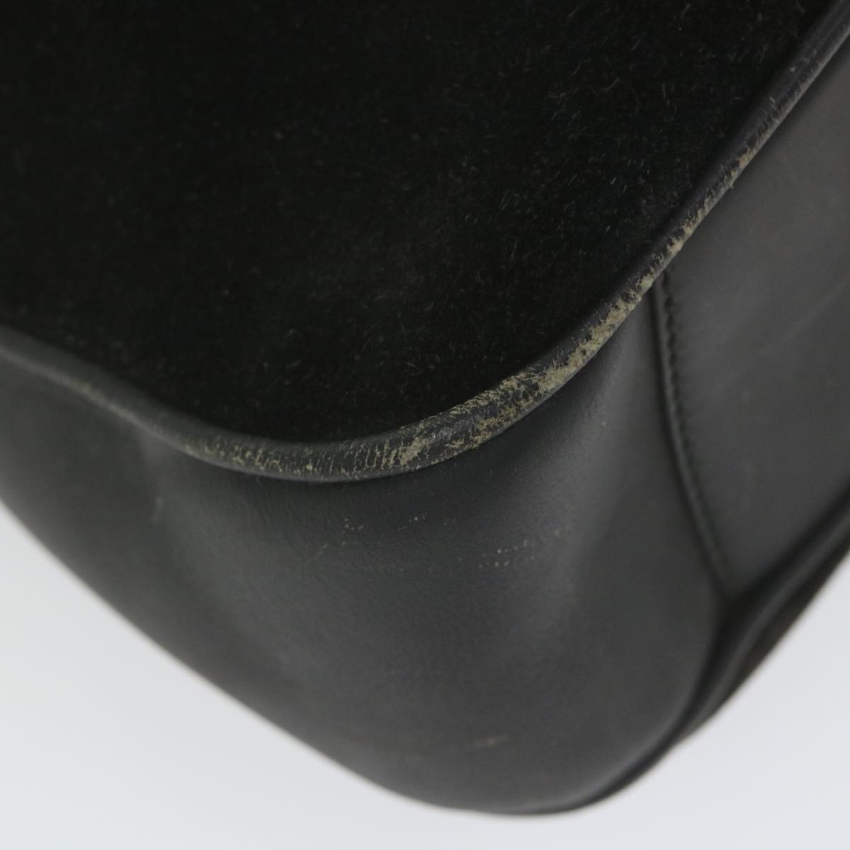 GUCCI Bamboo Shoulder Bag Suede Black ac2471