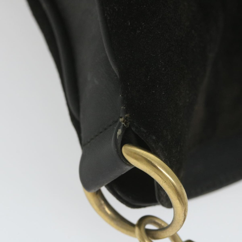 GUCCI Bamboo Shoulder Bag Suede Black ac2471