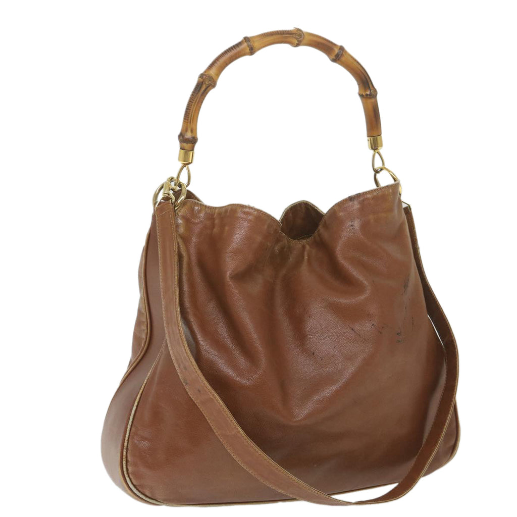 GUCCI Bamboo Shoulder Bag Leather 2way Brown ac2472
