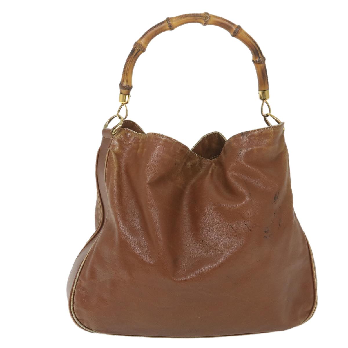 GUCCI Bamboo Shoulder Bag Leather 2way Brown ac2472