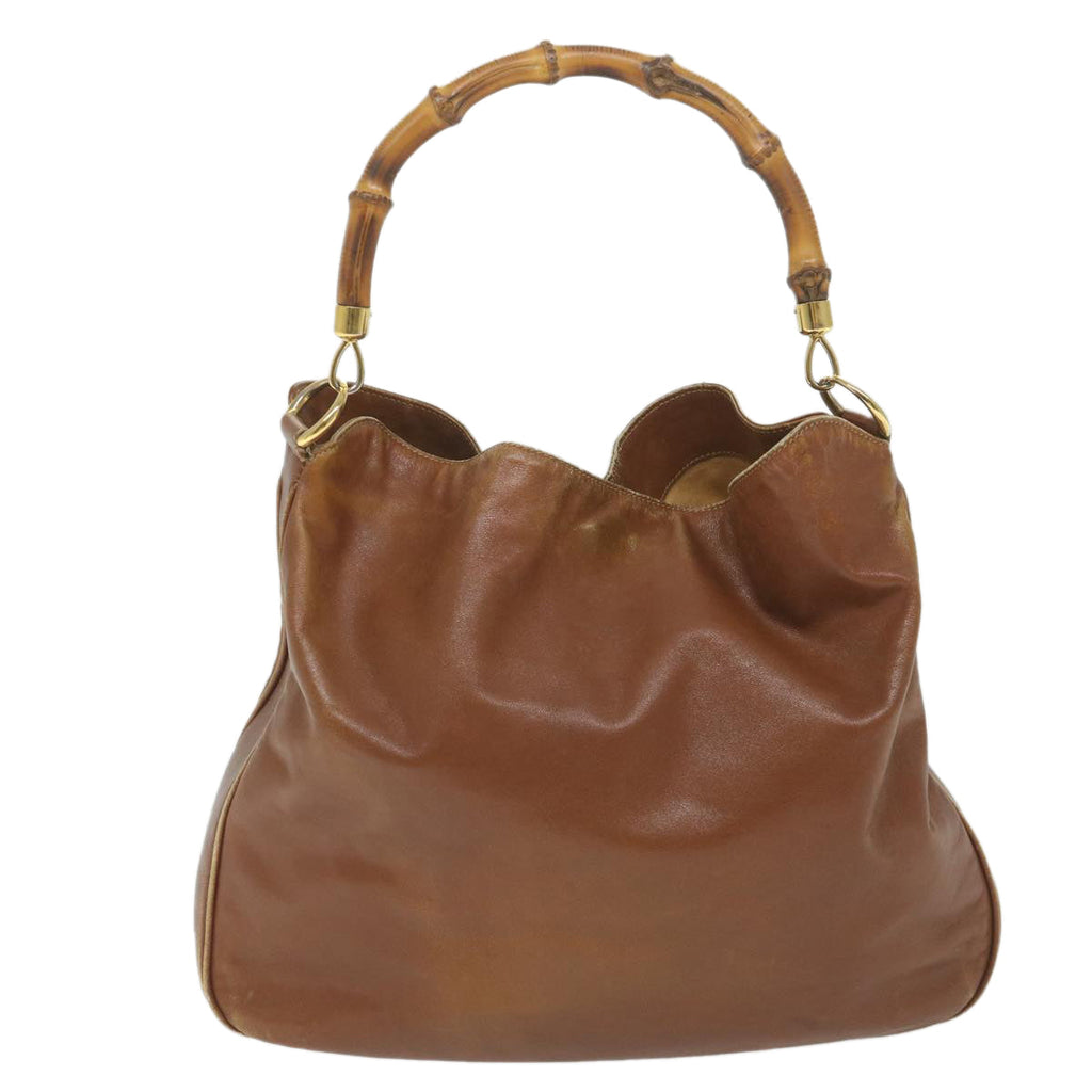 GUCCI Bamboo Shoulder Bag Leather 2way Brown ac2472