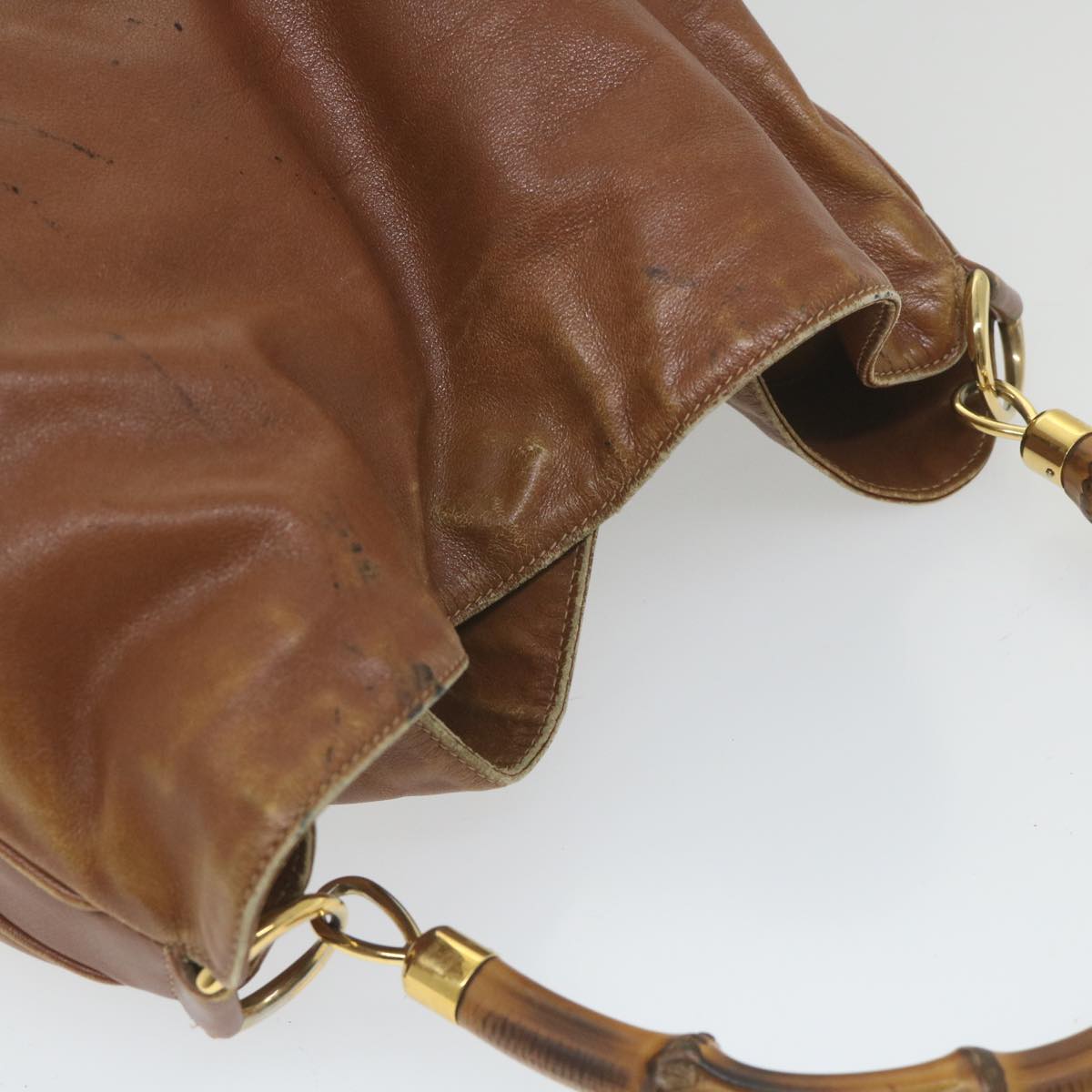 GUCCI Bamboo Shoulder Bag Leather 2way Brown ac2472