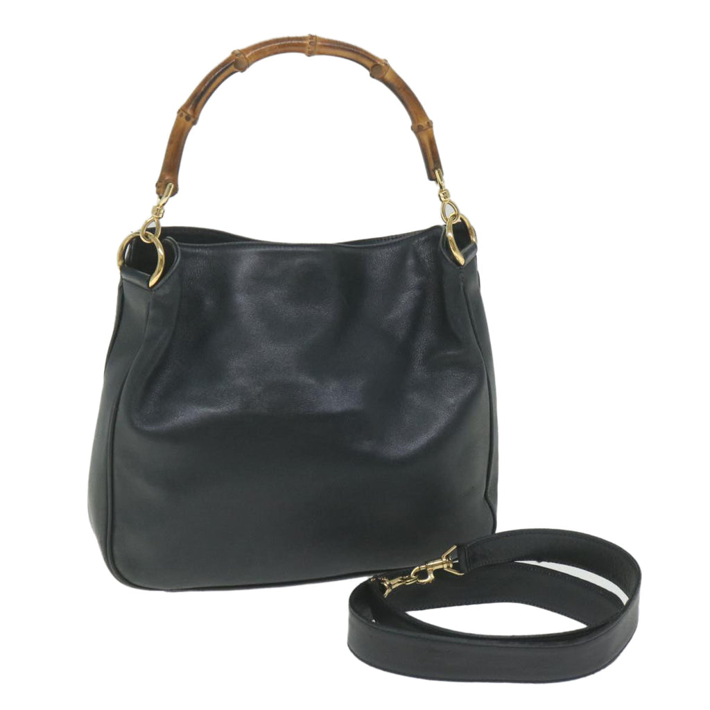 GUCCI Bamboo Shoulder Bag Leather 2way Black ac2473