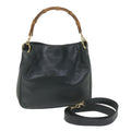 GUCCI Bamboo Shoulder Bag Leather 2way Black ac2473