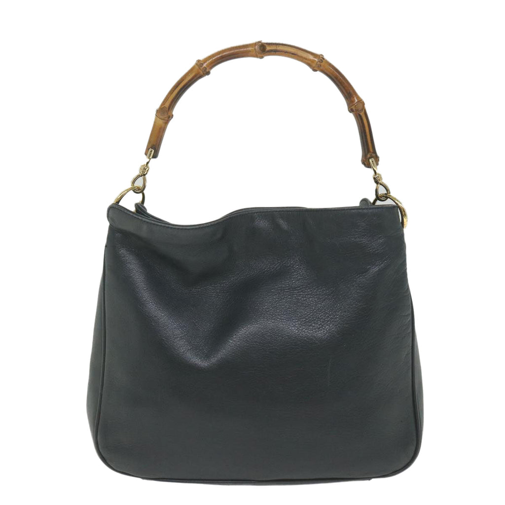 GUCCI Bamboo Shoulder Bag Leather 2way Black ac2473