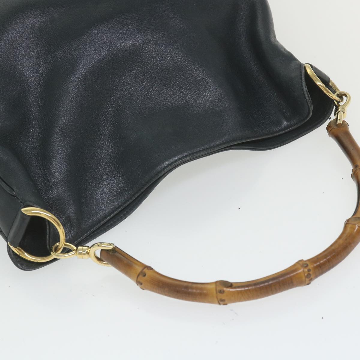 GUCCI Bamboo Shoulder Bag Leather 2way Black ac2473