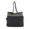 CHANEL Matelasse Chain COCO Mark Tote Bag Canvas Gray CC ac2943