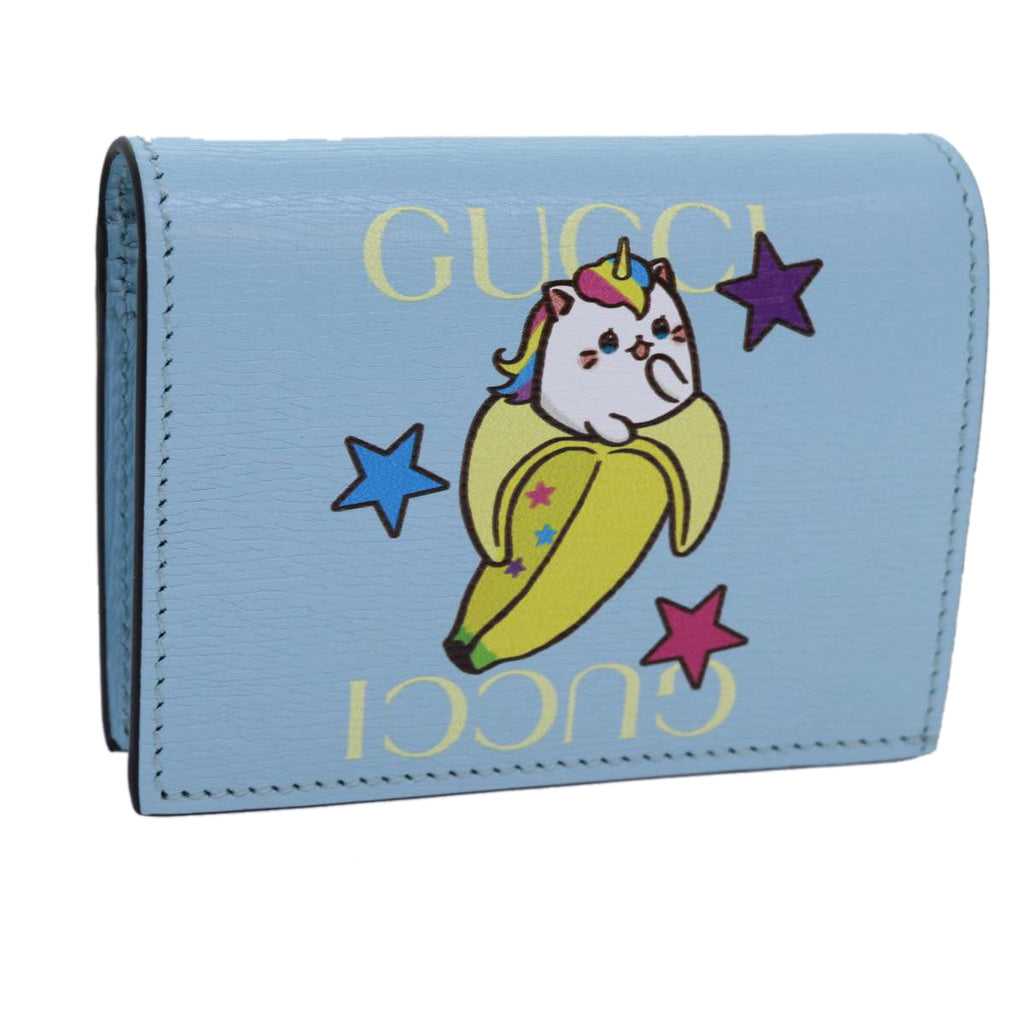 GUCCI Bananya Wallet Leather Blue 701009 ac2961A