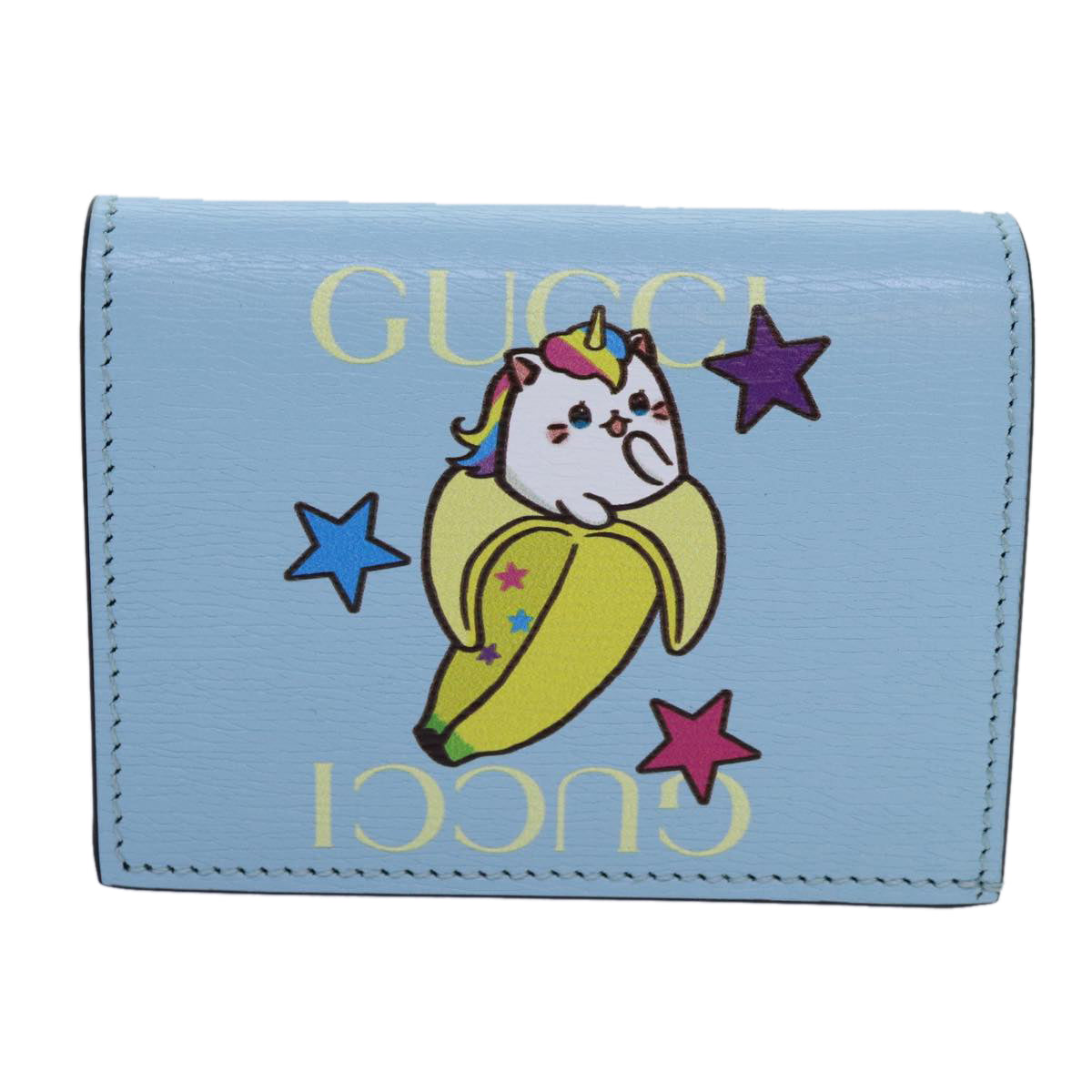 GUCCI Bananya Wallet Leather Blue 701009 ac2961A