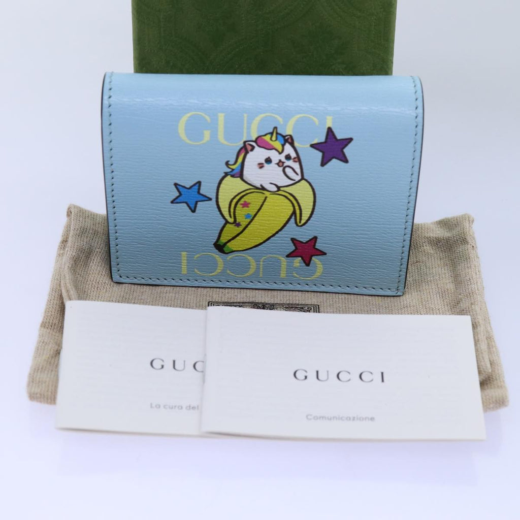 GUCCI Bananya Wallet Leather Blue 701009 ac2961A