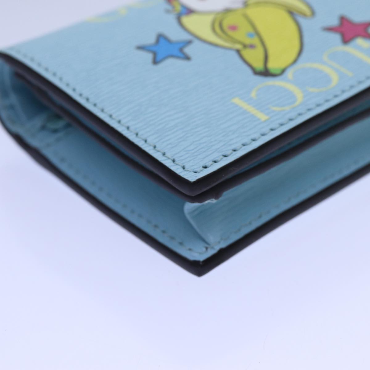 GUCCI Bananya Wallet Leather Blue 701009 ac2961A