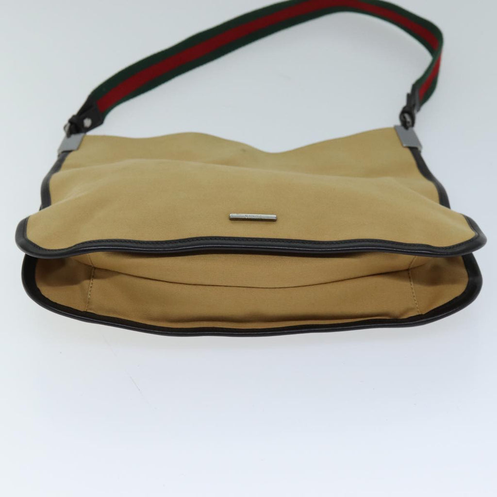 GUCCI Web Sherry Line Shoulder Bag Canvas Beige Green 001 4321 2684 ac2967