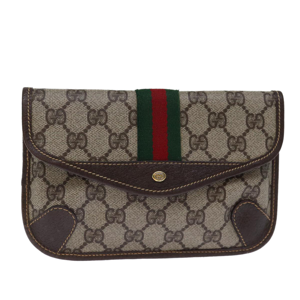 GUCCI GG Supreme Web Sherry Line Pouch PVC Beige Red 014 89 5205 ac2968